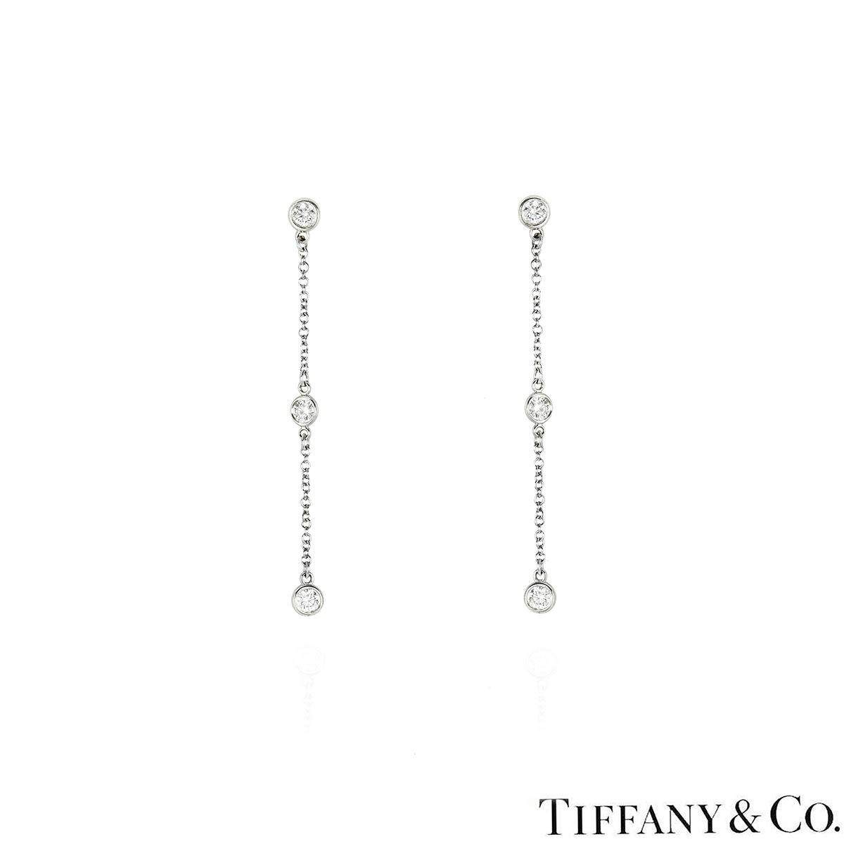 Tiffany & co. Platinum Elsa Peretti Diamonds by the Yard Earrings 0.30ct 60141894 Tiffany & co. Platinum Elsa Peretti Diamonds by the Yard Earrings 0.30ct 60141894